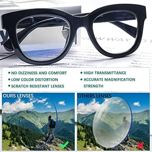 COJWIS 6 опаковки Очила за четене за Жени, Стилни Сини Светозащитные Точки От Напрежение в очите, Компютърни Очила с Пружинным