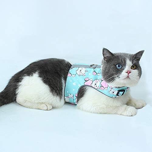 Комплект колан и каишка FEimaX за котки, който предпазва от бягство, Мек Мрежест Регулируема Отразяваща Дишаща Жилетка с