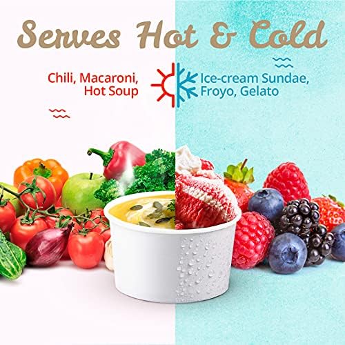 Хартиени Чашки за сладолед MATICAN - 50 броя за Еднократна употреба за Десертни чаши с обем от 5,5 грама за горещи или студени ястия, Празнични