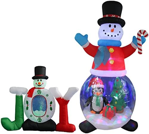 Комплект от две украса за Коледното парти, включва в себе си 4-крак коледен надуваем снежна топка на Джой Снежен човек и 8-крак коледен