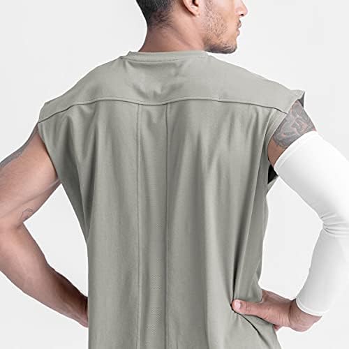 BUUFBODY 2 Опаковки Мъжки Памучни тениски без ръкави за тренировка на мускулите (US03 Черно + зелено S)