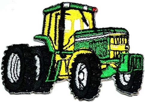 Умама Кръпка Комплект от 3 Селскостопански Трактори Скъпа Зелена Мультяшная Апликация Кръпка Трактор Бродирани Желязо или Пришитая на