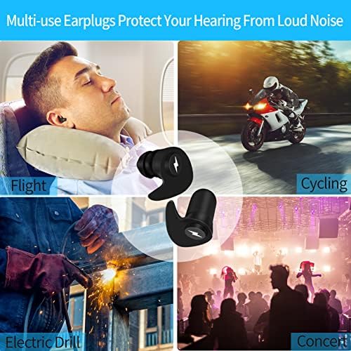 Тапи за уши с шумопотискане - Супер Меки, многократно силиконови тапи за уши - Са идеални за сън, работа, обучение, плуване, летене (черен)