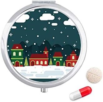 Сняг, Снежинка Облак Дърво Къща Калъф За Хапчета В Джоба Кутия За Съхранение На Лекарства Контейнер Опаковка