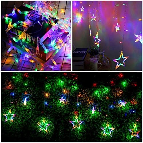 Комплект Коледни Светлини Blingstar (Разноцветни Светлини за Пердета под формата на Звезди + Студените Бели Светлини Метеоритного