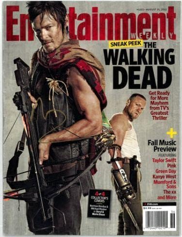 Норман Ридус подписа договор с 2012 Entertainment Weekly The Walking Dead с Дэрилом Диксоном Full Magazine - COA (Без етикет) - Телевизионни