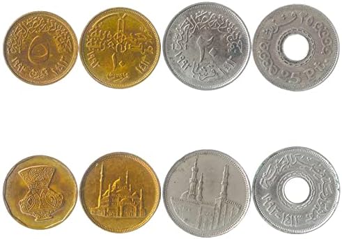 5 Монети от Египет | Колекция от египетски монети 1 5 10 5 10 милиона Кирш|, които са Пуснати в обращение през 1972 г. | Гамал Абдел