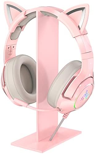 Розова поставка за слушалки SIMGAL, Универсален Държач гейминг слушалки, Закачалка с устойчиво на основание за слушалки SIMGAL