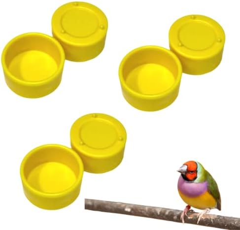 Animalplast 6 Опаковки Трайни Хранилки за птици, Купа Жълта, Пластмасова Чиния за птици под формата на Черепка, Малка Купа За