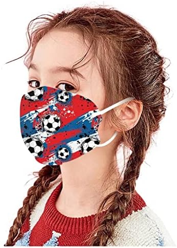 10 бр. Детски защитна маска за лице с принтом футболен елемент Mas_ks, 3 Лентови Дишаща Регулируема Множество Кърпа за лице