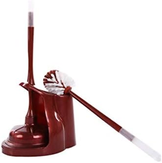 Комплект за почистване на тоалетни QTBH с турбокомпресор и чаша, комплект за почистване на тоалетни с поставката (червен / кафяв) Четка