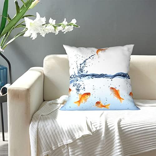 Възглавница ASEELO Риба във вода, Тапицирана Квадратна Възглавница-Калъф за диван-легло, Спалня, Хол, 18x18 Инча