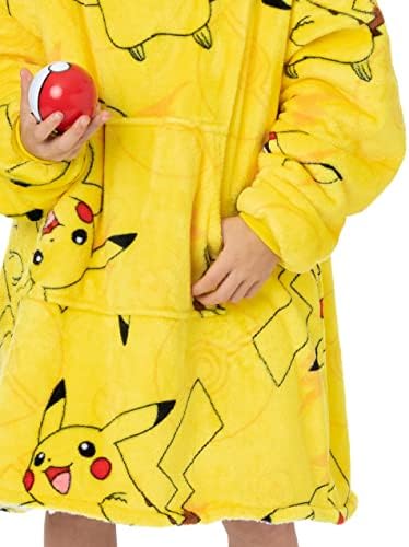 Детско Одеало Pokemon Оверсайз Hoody с качулка Пикачу ИЛИ Покебол Шерпа Руно Един Размер