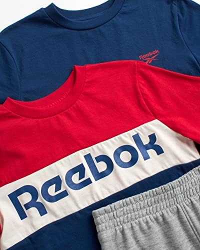 Комплект за бягане за момчета Reebok - тениска с къс ръкав от 3 теми и флисовые джоггеры за джогинг (Размер: 8-12)