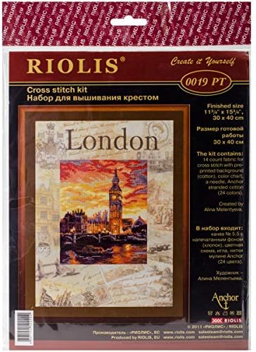 Комплект за бродерия на кръстат бод с релефни RIOLIS 11,75X15,75-Град на света: Лондон (14 копия)
