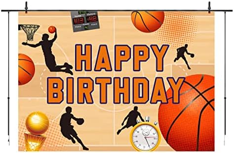 Баскетболен Фон за Рожден Ден за Момчета, Спортен Таймер Slam Dunk честит Рожден Ден на Фон За Снимки Детска Торта за Рожден Ден на Масата