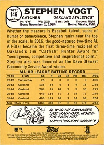 2017 Бейзболна картичка Topps Heritage 146 Стивън Вогта Oakland Athletics