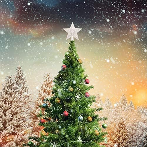 Baishitop Украса за Коледната елха 1БР 5,9-Инчов Плосък Звезда Дърво в цилиндър Златен Блясък на Геометричния Модел На върха