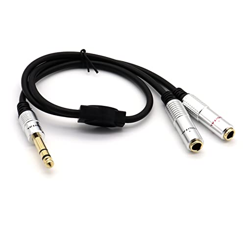 Позлатени Y-образен кабел-сплитер Disscool, 6,35 мм, 1/4-двоен кабел 6,35 мм, стереокабели TRS от мъжете до жените, OD: 5,0 за