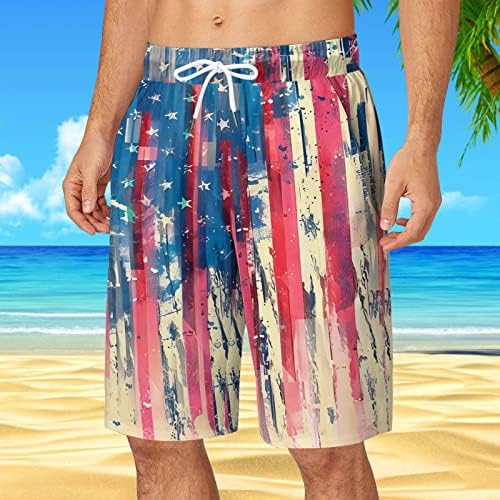 Мъжки Бански, Плажни Шорти, бързо съхнещи Свободни Плажни къси Панталони с Еластичен Колан, Дишащи Хавайски Панталони на