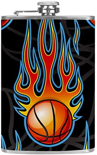 Фляжка за Алкохол от Неръждаема Стомана Запечатани с Фуния 7,7 унция в Кожа Джоба една Чудесна Идея за подарък Фляжка - Sports Баскетбол