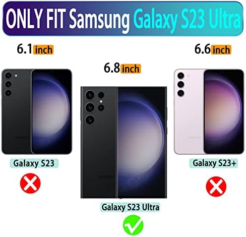 Чанта-портфейл VANAVAGY Galaxy S23 Ultra 5G, Кожен калъф за мобилен телефон с магнитно мек каишка на китката [Защитно фолио в пакета]