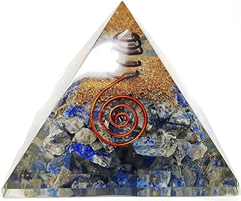 Лазурит Изцеление Чакра Кристален Пирамида / Пирамида от Оргонита Медна Макара Рейки Защита От електромагнитни смущения, Йога Медитация