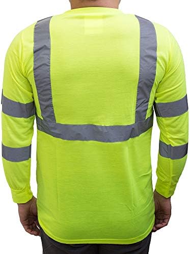 NY Hi-Elbi работно облекло L9092 Клас 3 Светоотражающая риза ANSI с дълъг ръкав ANSI Safety Shirt (5XL, Лайм)