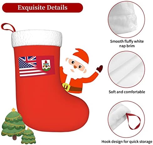 TZT Американски Флаг и флага на Бермудските острови Коледни Чорапи, Подаръци за Коледно парти за семейни Празнични украси 18 Инча