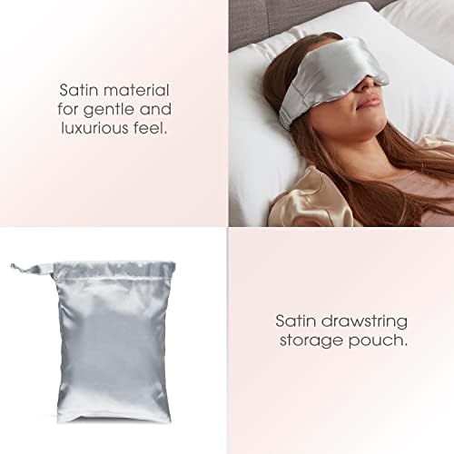 Утяжеленная маска за очи Conair за сън, Сатен маска за очи с аромат на Лавандула и Сребрист калъф за съхранение от Smart Travel