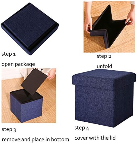 Сгъваема табуретка за съхранение на бельо Topadorn, кубическое седалка, поставка за крака, сгъваем стол за съхранение, 12 инча