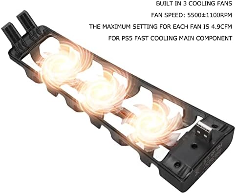 Вентилатор за Охлаждане на игралната конзола Vbestlife за PS5, Безшумен Охладител Обновена Регулируема Скорост 3 на Вентилатора,