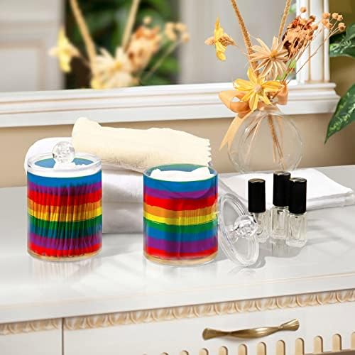 innewgogo Rainbow Stripes 2 Опаковки Титуляр за памучни тампони, Органайзер, Опаковка, Пластмасова Туба за Плотове с Капаци, Държач за зъбни