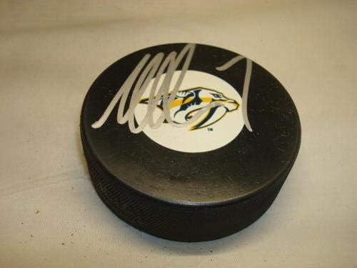 Мат Кълън подписа хокей шайба Нешвил Предаторз с автограф 1A - за Миене на НХЛ с автограф