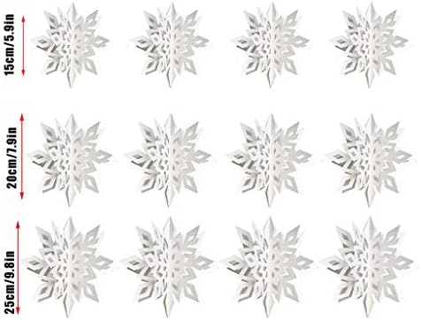 Eshylala, 12 опаковки, Подвесная Венец във формата на Снежинки, 3D Лъскава Голяма Бяла Венец във формата на Снежинки, Знамена, Коледни