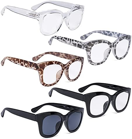 Големи очила за четене за жени - 5 опаковки Ридеров в голяма рамка + 1,00