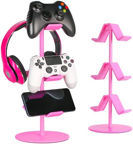 KELJUN 1 Опаковка Поставка за контролер Черен цвят и 1 Опаковка Розово Притежателя на Контролер за PS4 PS5 Xbox ONE Switch