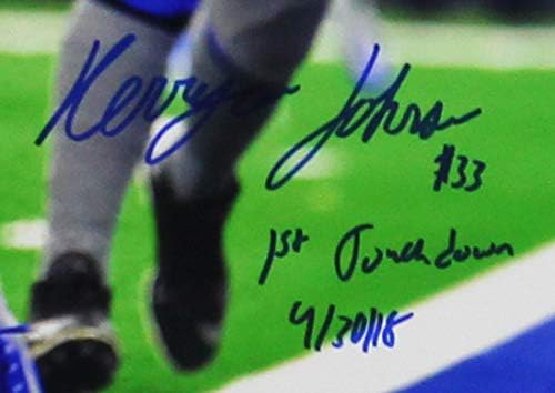 Керрион Джонсън с автограф /подпис Детройт Лайонз Без рамка, Снимка NFL скокове във вода размера на 16х20 мм с надпис 1-ва