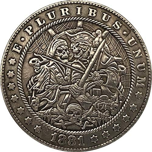 38MM1881 Американски Морган Блуждающая Монета Череп Самурай Възпоменателна Монета за Подарък Щастлив Предизвикателство Монета