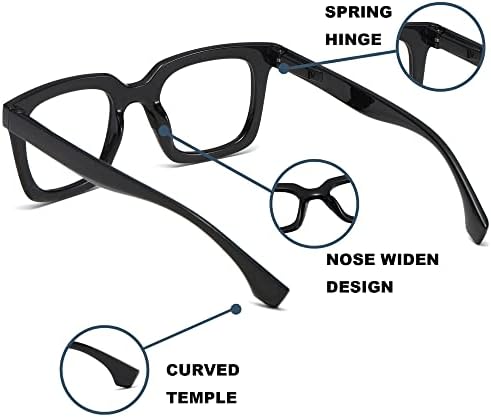 ZXYOO 4 Опаковки Модни Синьо-Екранировка на Очила за четене за жени, Извънгабаритни Квадратни Очила за четене с Пружинным тръба