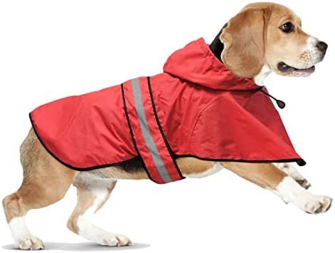 Domagiker Отразяваща Дъждобран за кучета С качулка - Водоустойчив е Лесна Пръскането на Облекла за кучета, Дъждобран за кучета,
