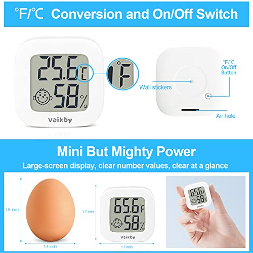 Vaikby Термометър за стая, 2 опаковки, Влага, Дигитален Влагомер, Стаен Термометър за дома, машина за висока точност следи