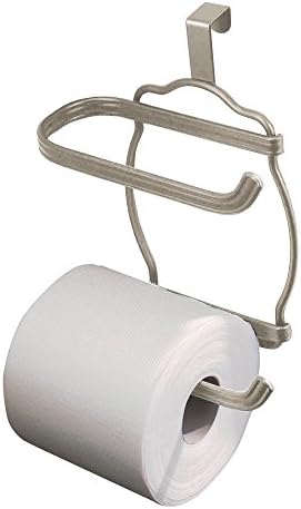 Диспенсер за съхранение на тоалетна хартия IDesign York Lyra Steel с най-високо казанче - 7 x 4 x 9,5, Сатиновый