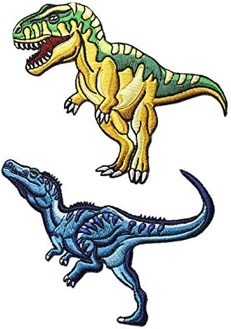 2 Предмета, ленти с надпис Свят на динозаврите Тираннозавра Рекса и Велоцираптора, нашивка с аппликацией тиранозавър рекс Rex Джурасик