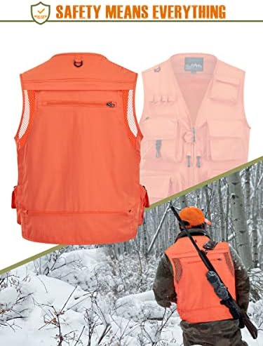 Комплект ловна жилетка NEW VIEW Blaze Orange и Шапки с Логото, Защитна жилетка от Полиестер за ловци с джобове