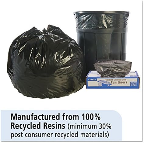 Трайни T4048B15 Рециклирани Пластмасови Торби за боклук 40-45gal 1,5 mil 40x48 Кафяв/ Черен 100/CT
