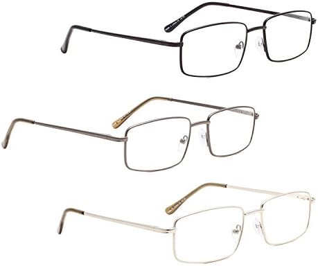 LUR 3 опаковки на метални очила за четене + 3 опаковки очила за четене без рамки (само 6 двойки ридеров + 0,75)