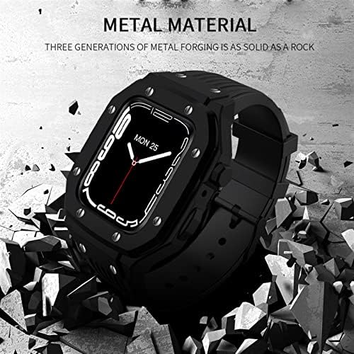 Корпус часа от сплав AZANU Каишка за Apple Watch Series 8 7 6 5 4 SE 45 мм 44 мм 42 мм Луксозен Метален Гума Комплект за промяна на часа от
