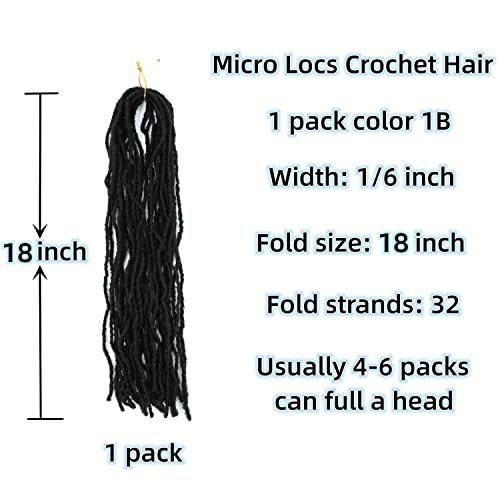 FREESHOW Micro Locs Косата на една Кука 4 опаковки 18 Инча Цвят на косата на една Кука 1Б Sister Locs Косата на една Кука за чернокожите