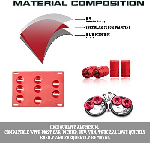 Комплект Xotic Tech Алуминиеви Теглене кука Регистрационен номер + Шапки въздушни клапани в stockach на колелата + Хонорар на бронята, Капака